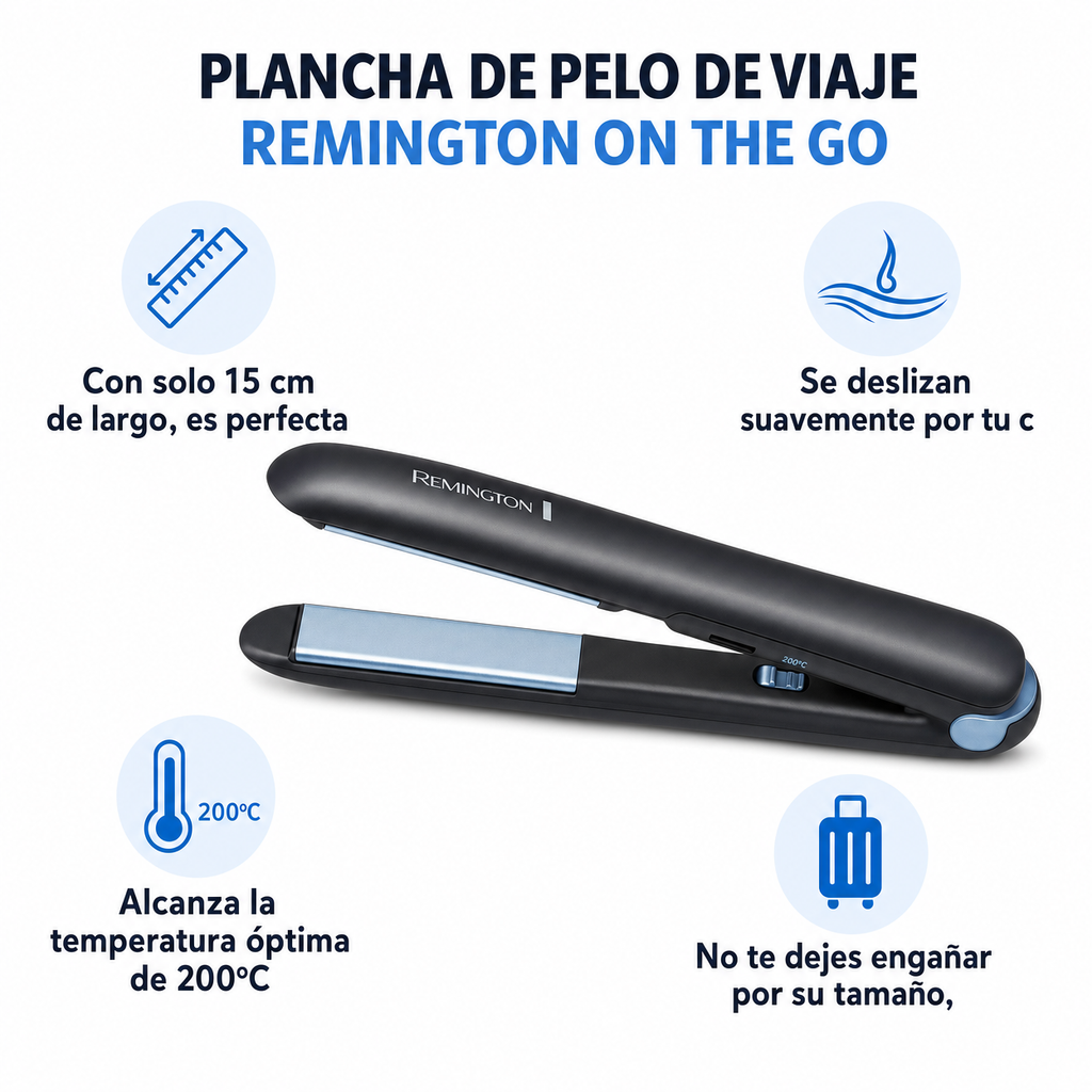 Plancha de Pelo de Viaje Remington On The Go