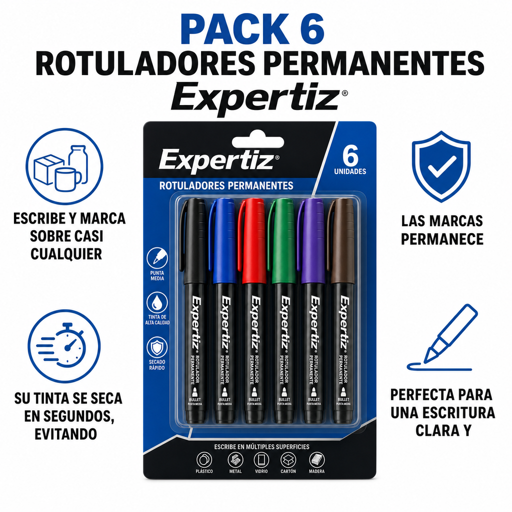 Pack 6 Rotuladores Permanentes Expertiz