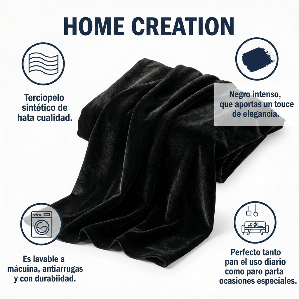 Mantel de Terciopelo Negro Home Creation