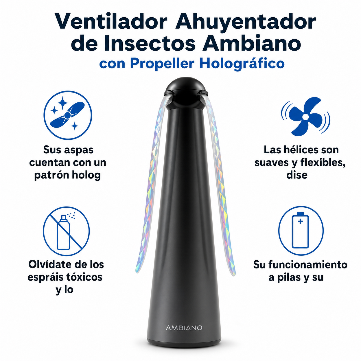 Ventilador Ahuyentador de Insectos Ambiano con Propeller Holográfico