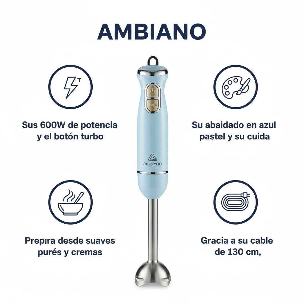 Batidora de Mano Retro Stabmixer Ambiano Azul 600W