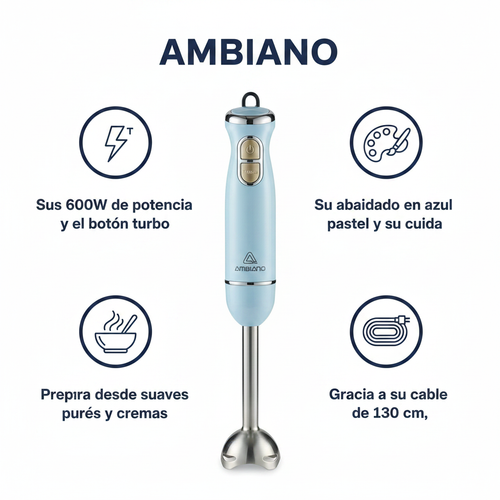 Batidora de Mano Retro Stabmixer Ambiano Azul 600W