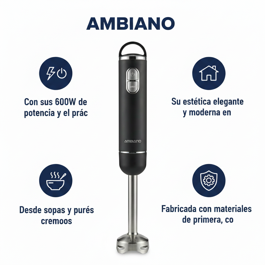 Batidora de Mano Retro Stabmixer Ambiano Negro 600W