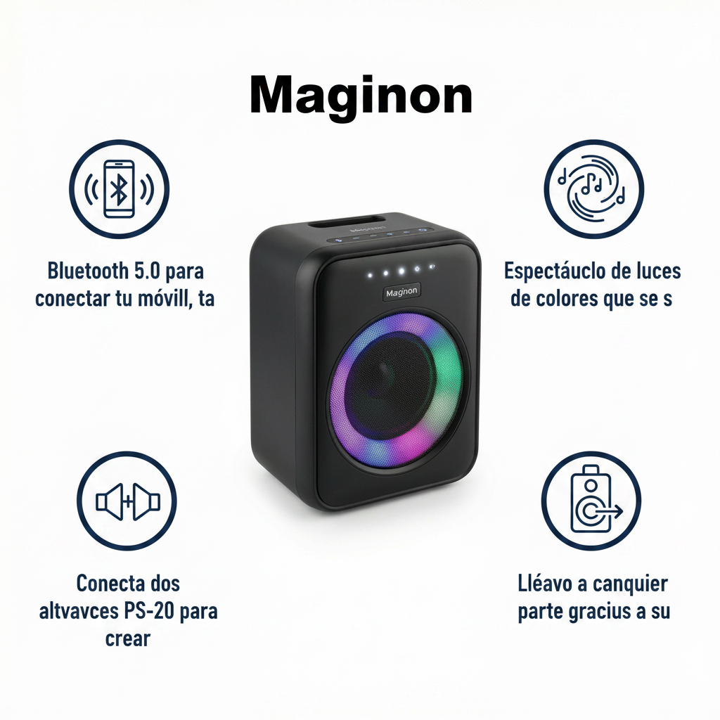 Altavoz Party Soundsystem PS-20 Maginon Bluetooth con Luces LED