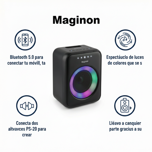 Altavoz Party Soundsystem PS-20 Maginon Bluetooth con Luces LED