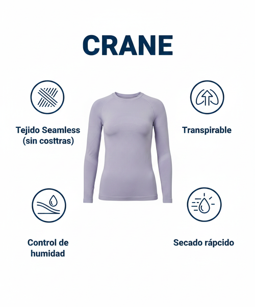 Camiseta Interior Térmica de Esquí Seamless Lila - Talla S (36/38) | Crane