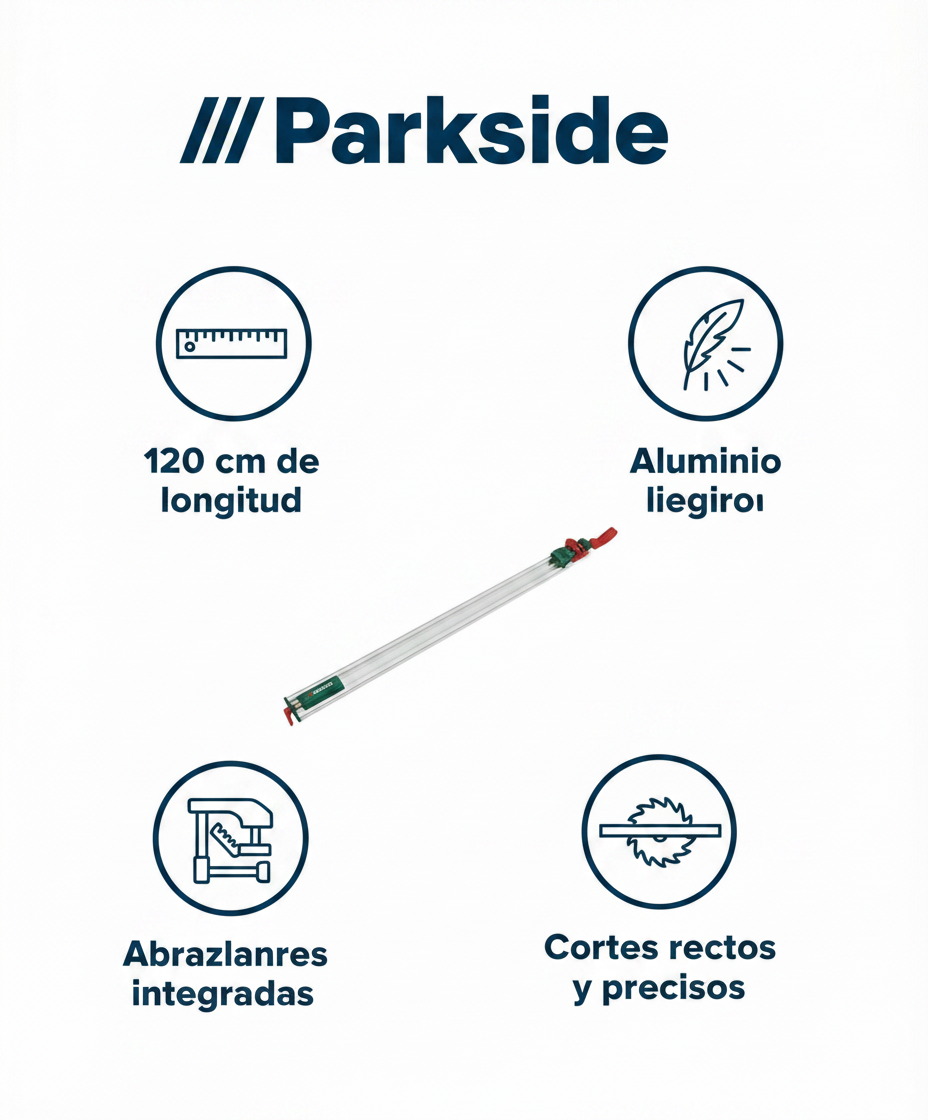 Guía de Corte y Abrazadera 120 cm para Sierra Circular | Parkside