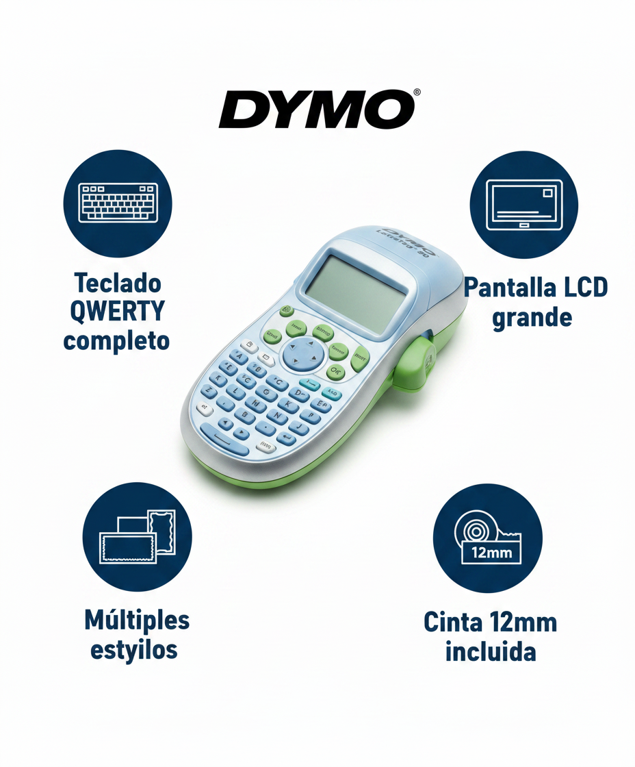 Etiquetadora DYMO LetraTag 80 con Teclado QWERTY y Pantalla LCD