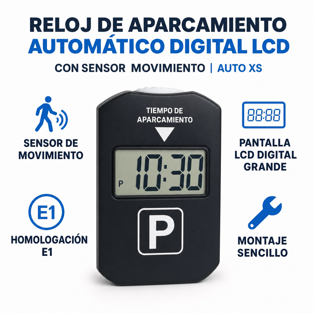 Reloj de Aparcamiento Automático Digital LCD con Sensor Movimiento | Auto XS