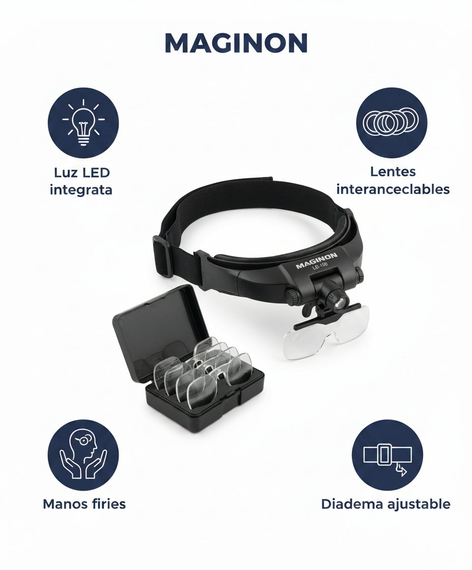 Gafas Lupa LED con Lentes Intercambiables y Estuche LB-100 | Maginon