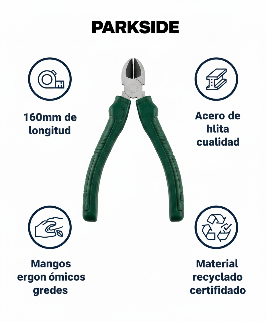Alicates de Corte Diagonal 160mm Material Reciclado | Parkside