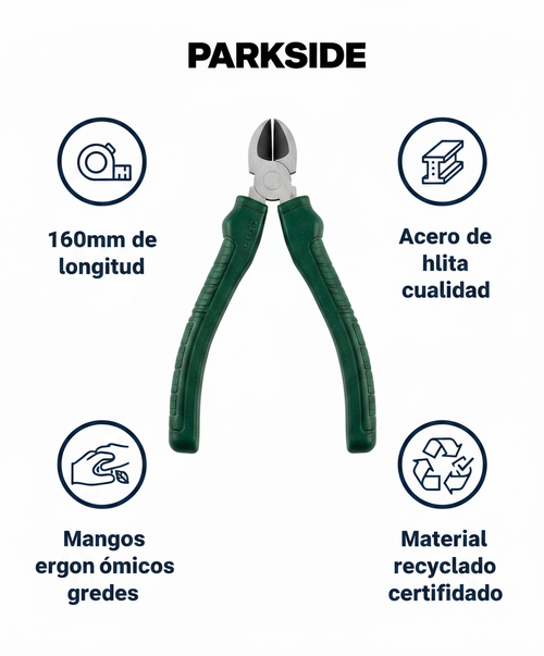 Alicates de Corte Diagonal 160mm Material Reciclado | Parkside