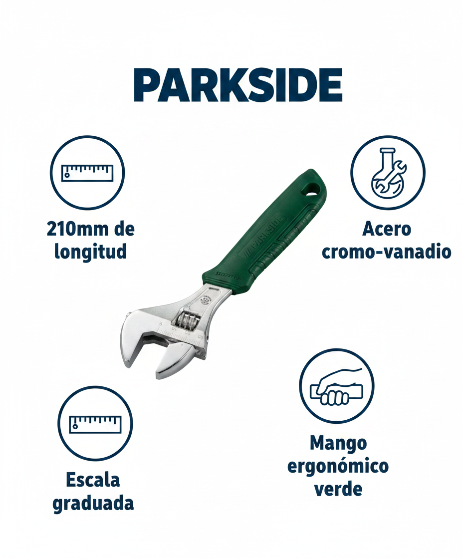 Llave Inglesa Ajustable 210mm con Escala Graduada | Parkside