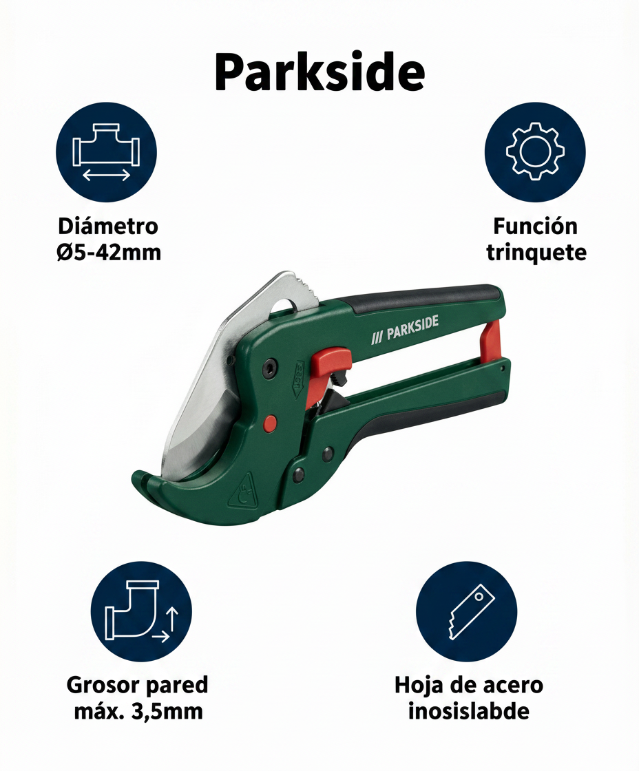 Cortatubos de Plástico con Trinquete Ø5-42mm | Parkside