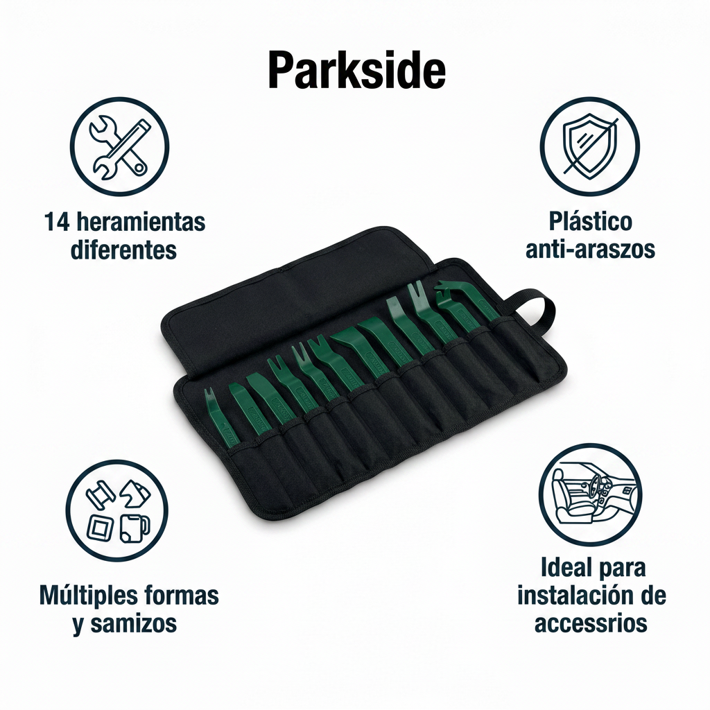 Kit Extracción Tapicería Coche 14 Piezas Anti-Arañazos | Parkside