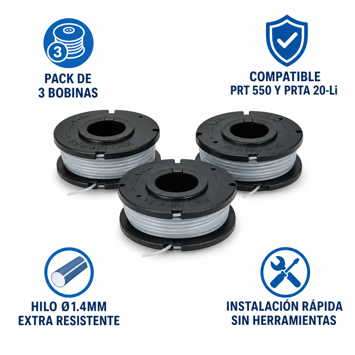 Pack 3 Bobinas de Repuesto para Desbrozadora PRTS 5 A1 | Parkside