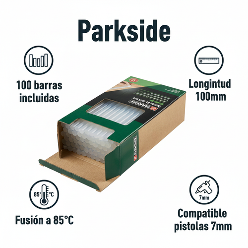 Barras de Silicona Caliente 100 Unidades 100mm Fusión 85°C | Parkside