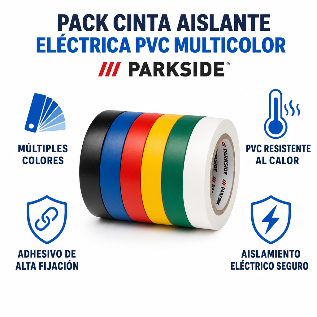 Pack Cinta Aislante Eléctrica PVC Multicolor | Parkside