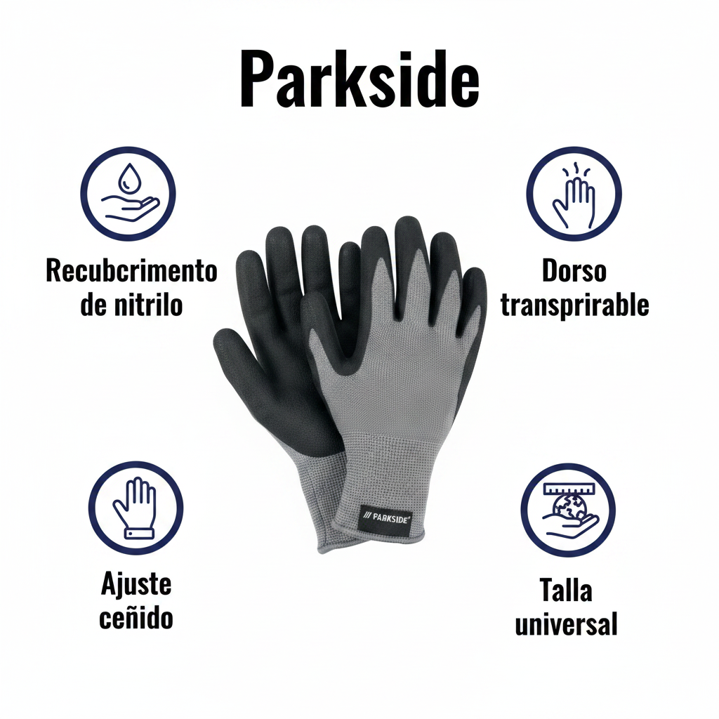 Guantes de Trabajo con Recubrimiento de Nitrilo Antideslizante | Parkside