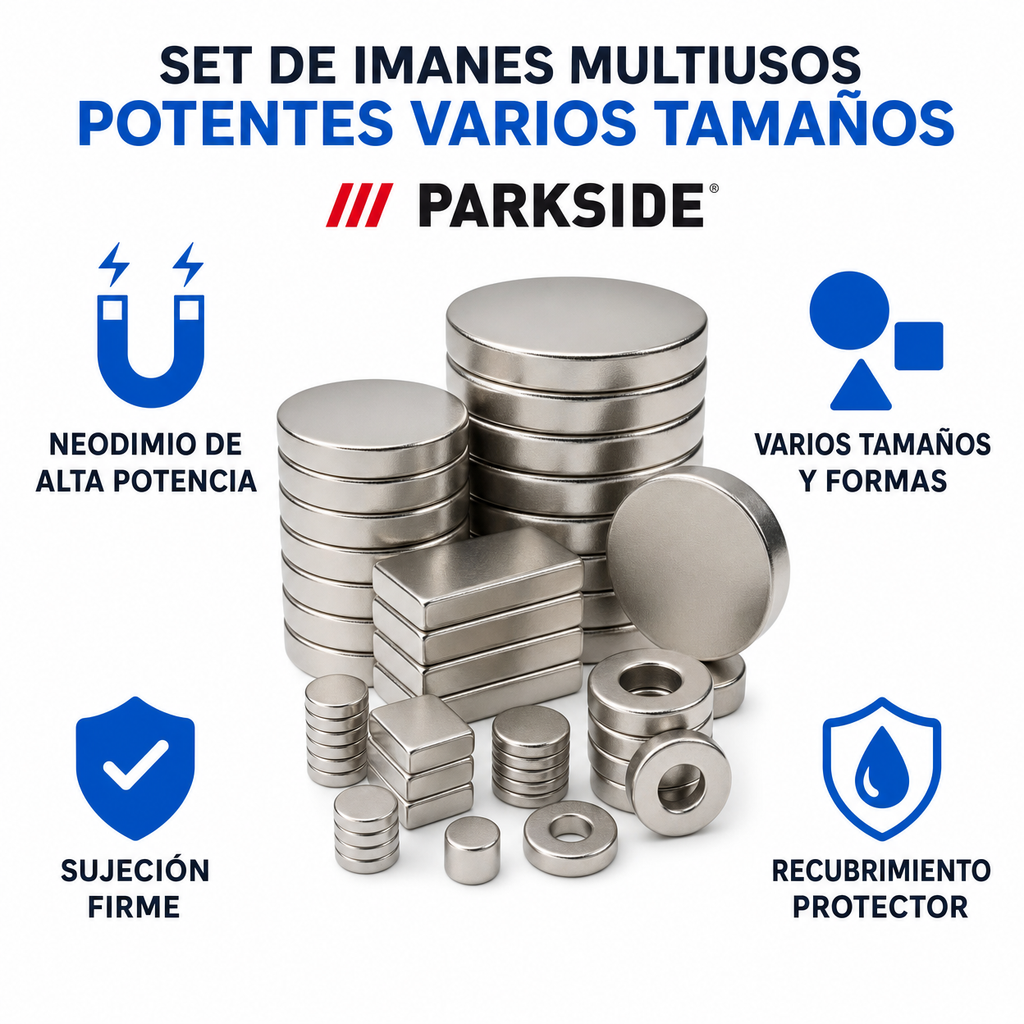 Set de Imanes Multiusos Potentes Varios Tamaños | Parkside