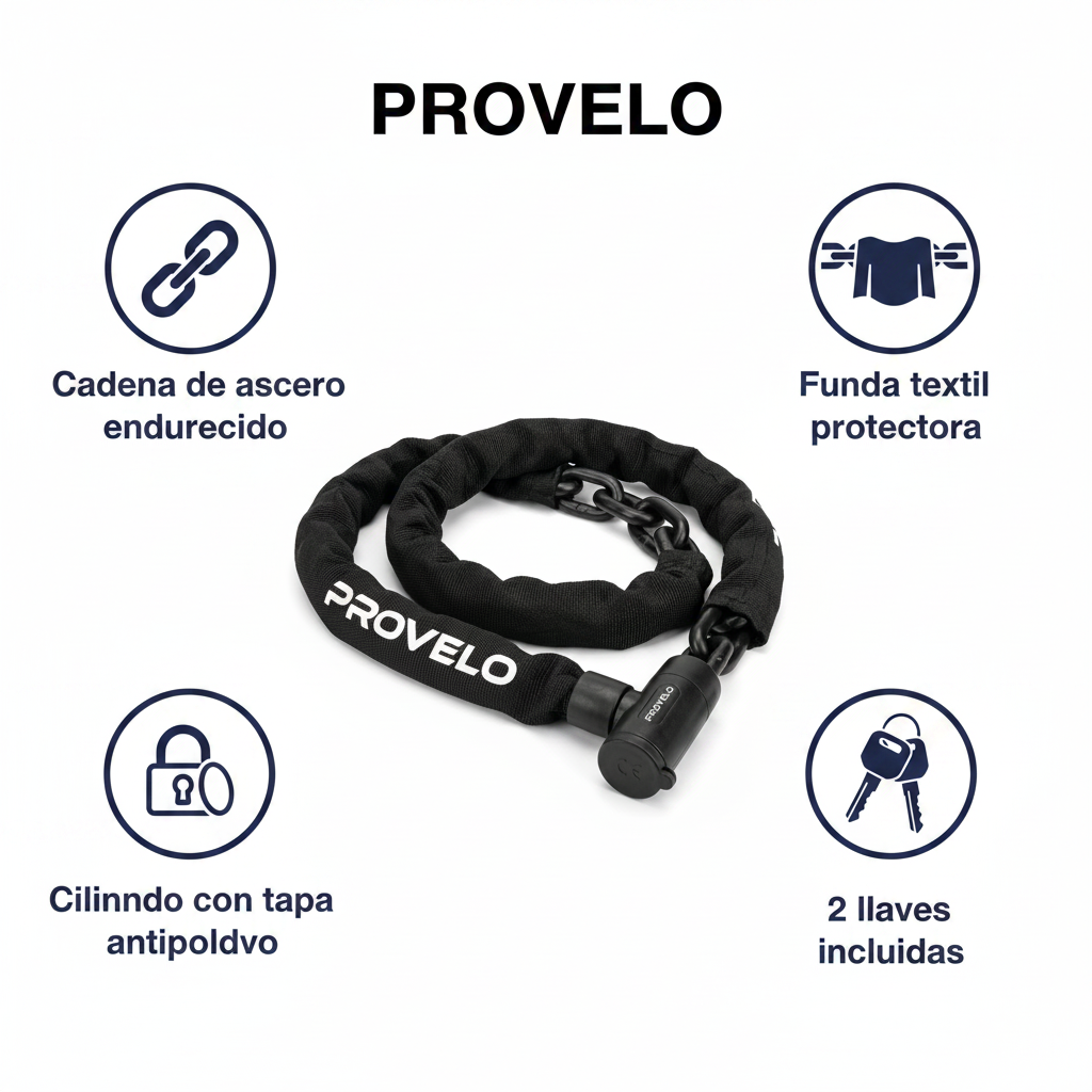 Candado de Cadena para Bicicleta con Funda Textil | Provelo