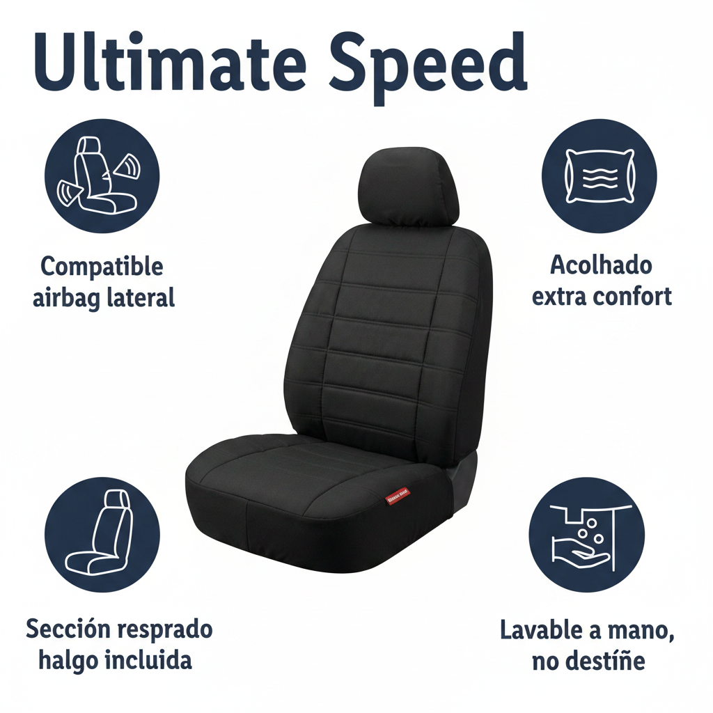 Funda de Asiento Coche Acolchada Compatible Airbag TÜV Tested | Ultimate Speed