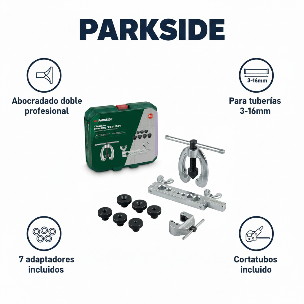 Abocardador Doble para Tuberías 3-16mm con Cortatubos y Maletín | Parkside