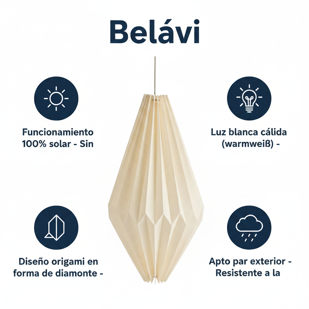 Farolillo Solar Colgante Forma Diamante Luz Cálida Exterior | Belavi