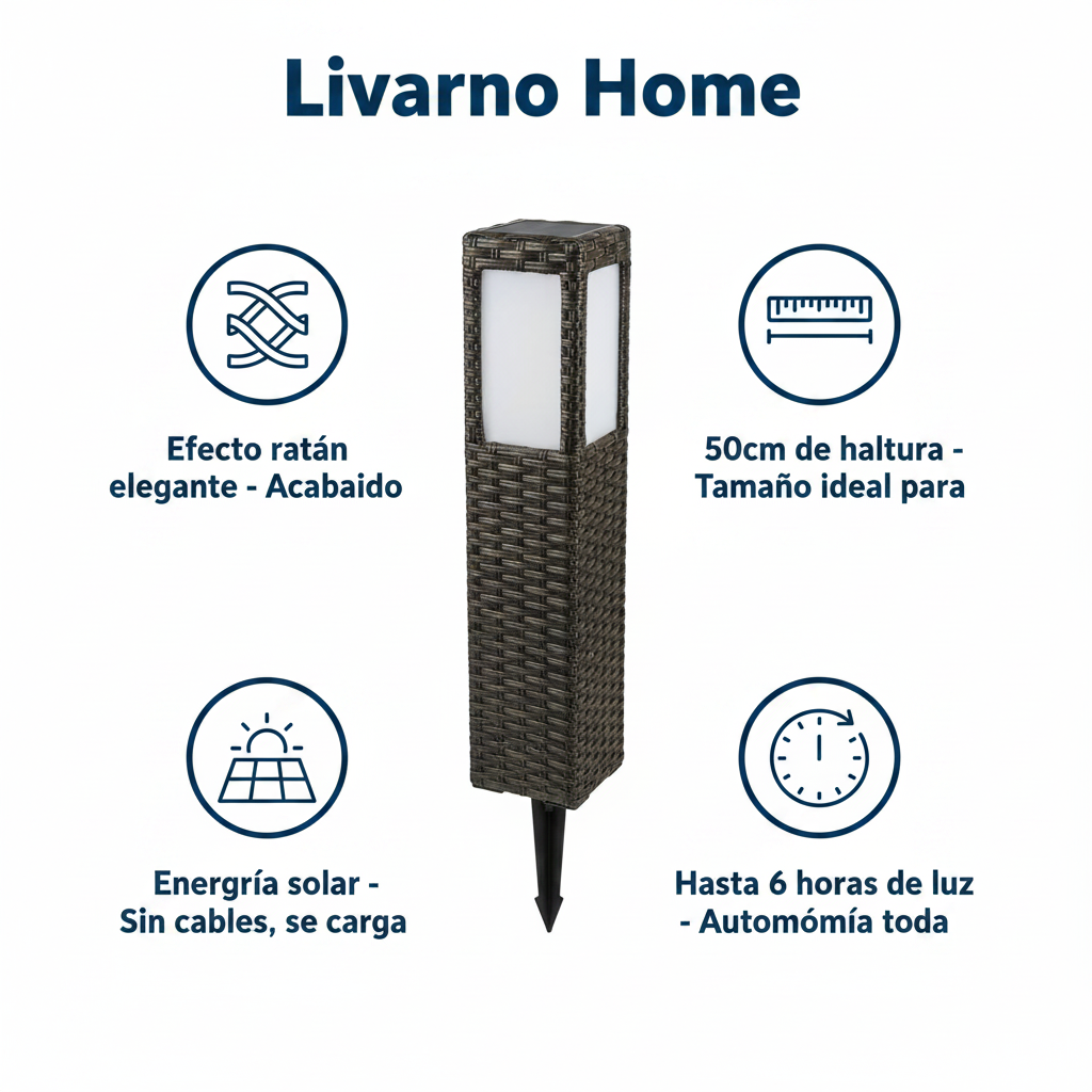 Baliza Solar LED Jardín Efecto Ratán Marrón 50cm Sin Cables | Livarno Home