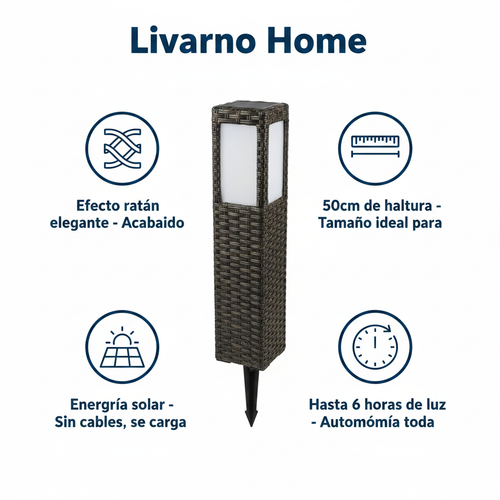 Baliza Solar LED Jardín Efecto Ratán Marrón 50cm Sin Cables | Livarno Home