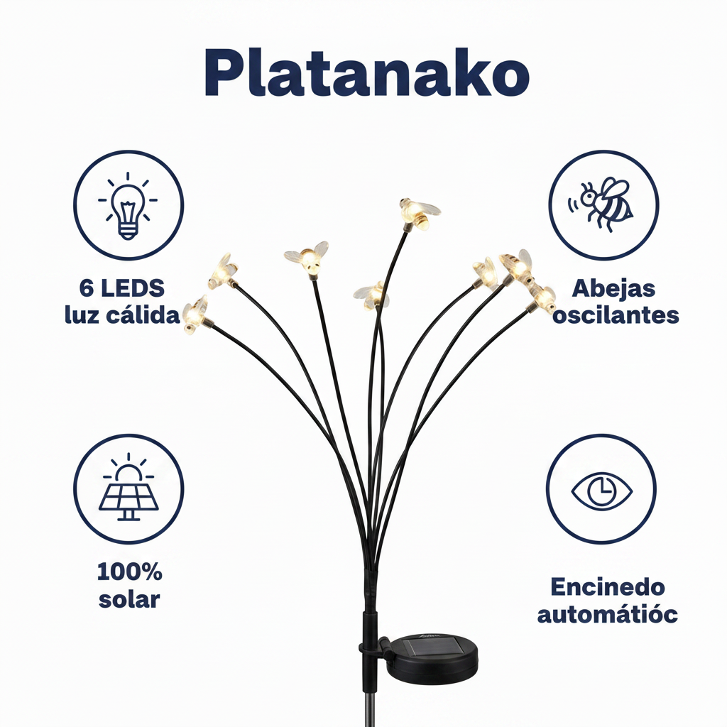Estaca Solar Decorativa Abejas Oscilantes 6 LEDs Luz Cálida | Belavi