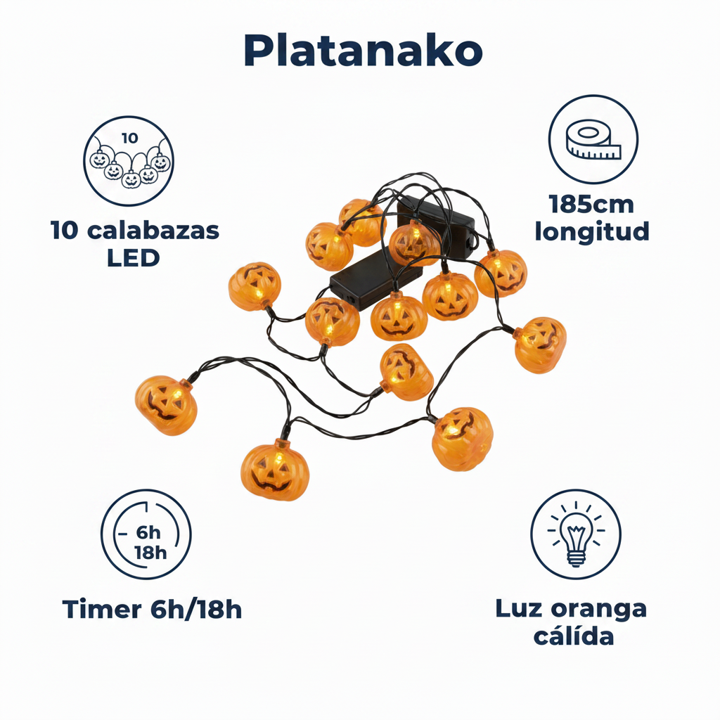Guirnalda LED 10 Calabazas Halloween 185cm con Timer | Livarno Home