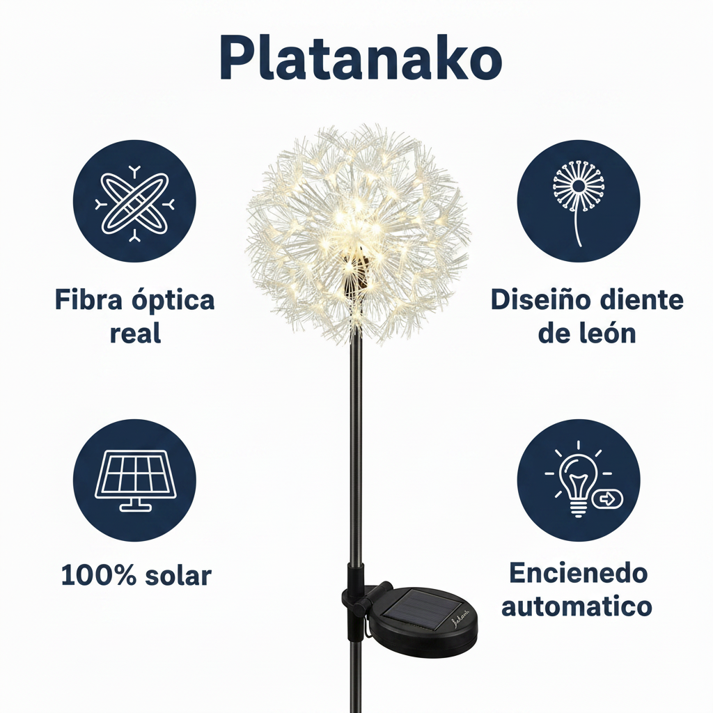 Estaca Solar Diente de León LED Fibra Óptica Luz Blanca | Belavi
