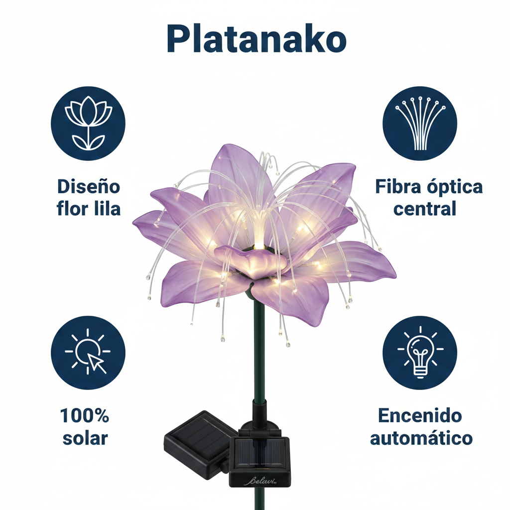 Estaca Solar LED Flor Lila con Fibra Óptica Decorativa | Belavi