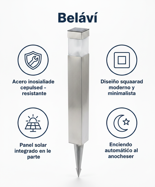 Baliza Solar Cuadrada Acero Inoxidable - Belavi