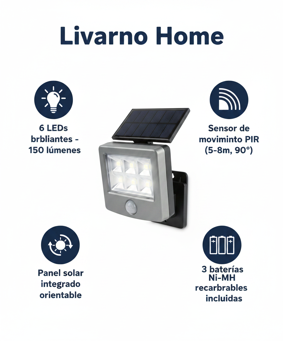 Aplique Solar LED 150 Lúmenes con Sensor de Movimiento - Livarno Home
