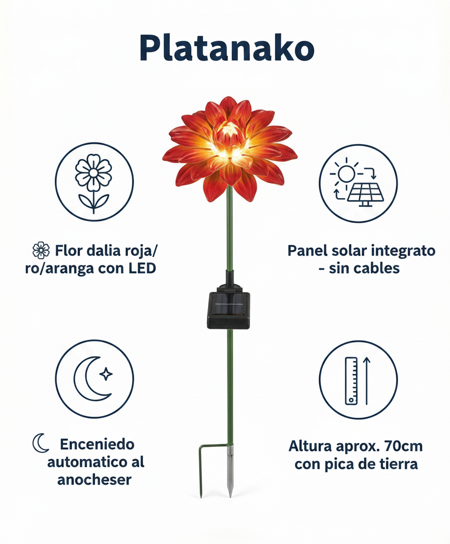 Estaca Solar Primavera Flor Dalia Roja LED - Belavi