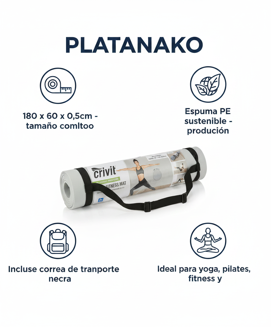 Esterilla Fitness Yoga PE Foam 180x60cm con Correa - Crivit