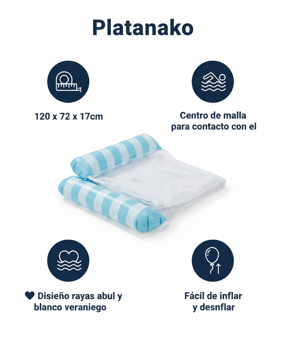 Hamaca Hinchable Piscina Rayas Azul y Blanco - Crivit