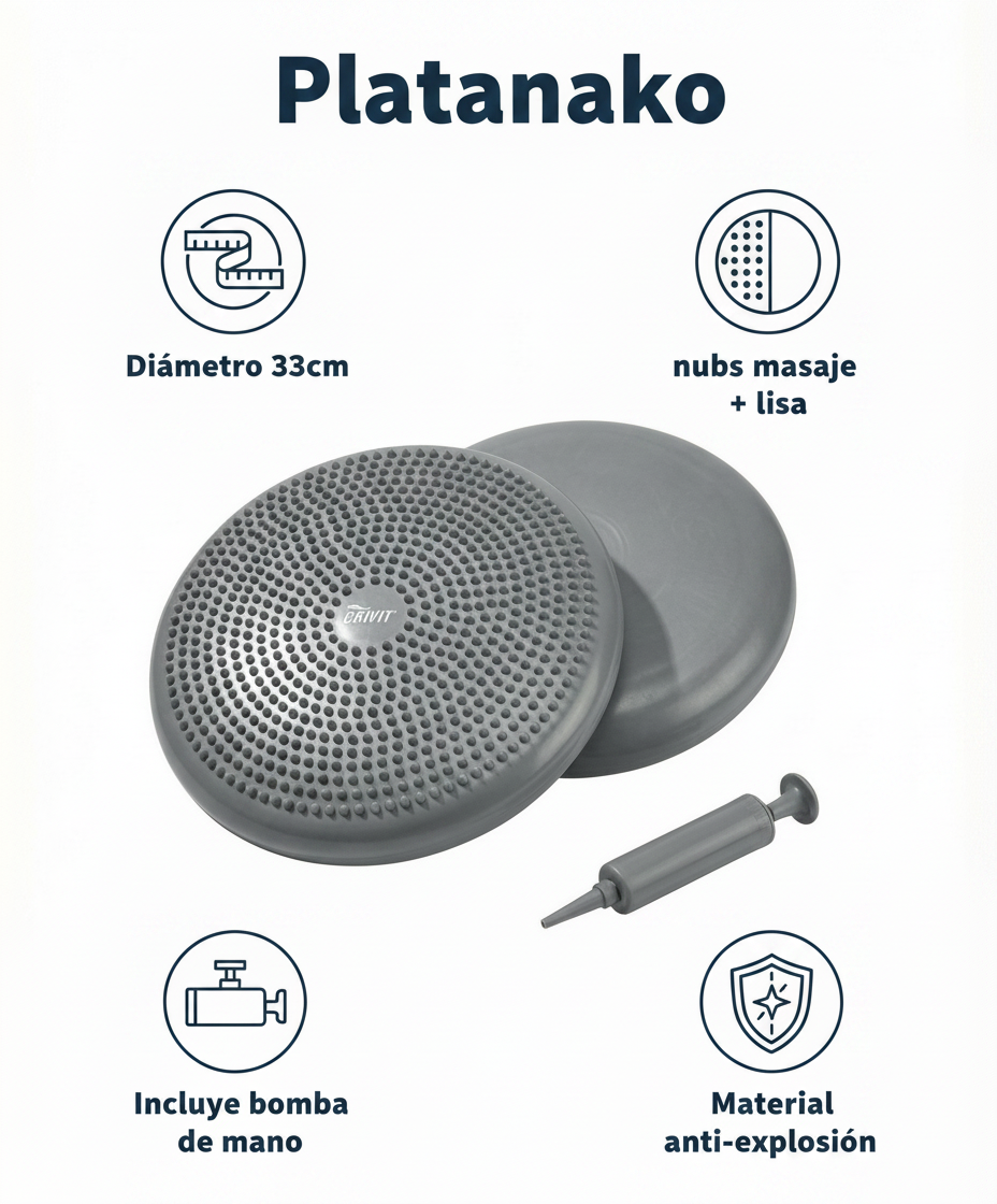 Disco de Equilibrio Yoga Balance Disc Gris con Bomba - Crivit