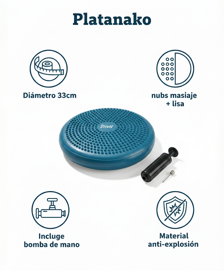 Disco de Equilibrio Yoga Balance Disc Azul con Bomba - Crivit