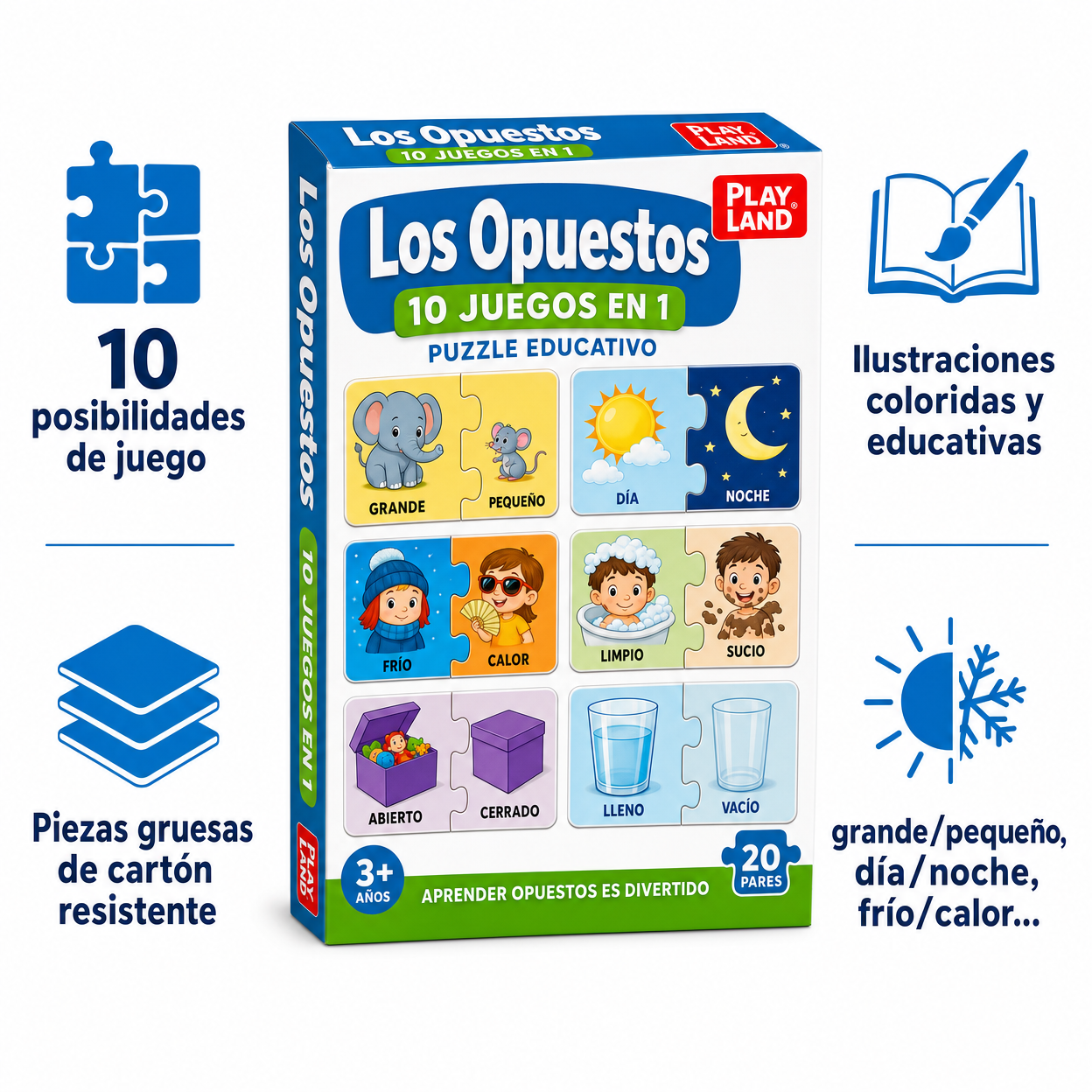 Puzzle Educativo Los Opuestos 10 Juegos en 1 - Playland