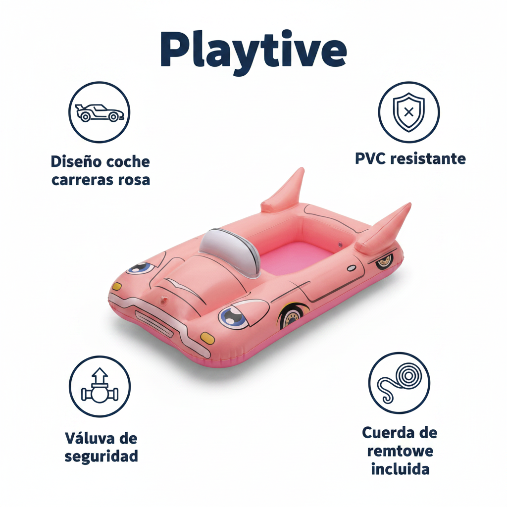 Barca Hinchable Infantil Coche Carreras Rosa - Playtive