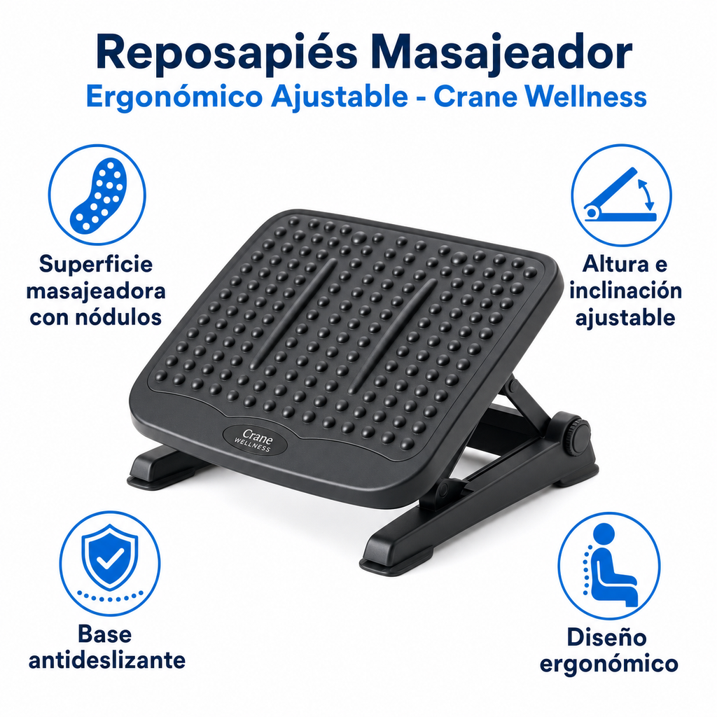 Reposapiés Masajeador Ergonómico Ajustable - Crane Wellness