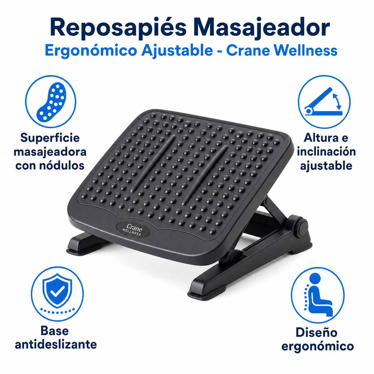 Reposapiés Masajeador Ergonómico Ajustable - Crane Wellness