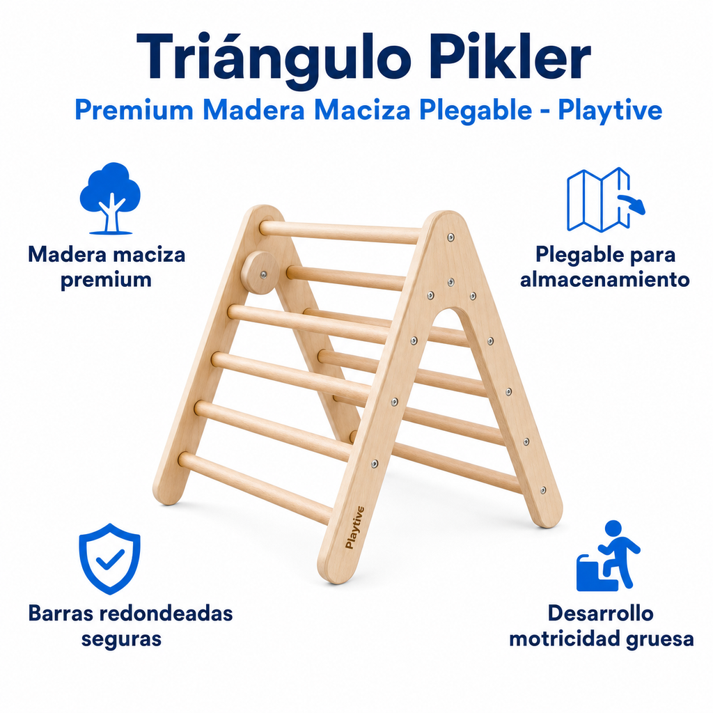 Triángulo Pikler Premium Madera Maciza Plegable - Playtive