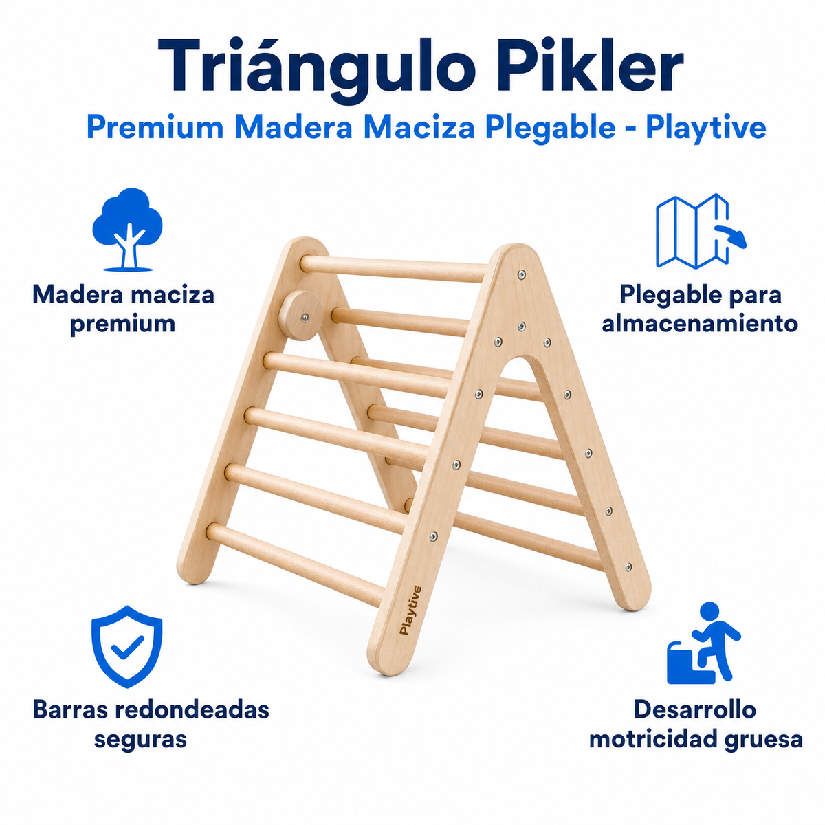 Triángulo Pikler Premium Madera Maciza Plegable - Playtive