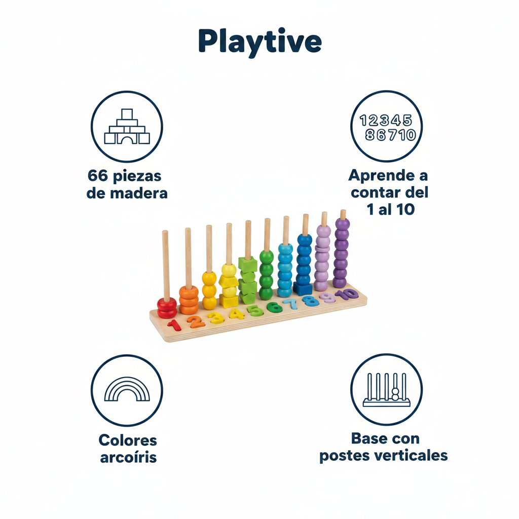 Juguete Apilable y Contar Madera 66 Piezas - Playtive