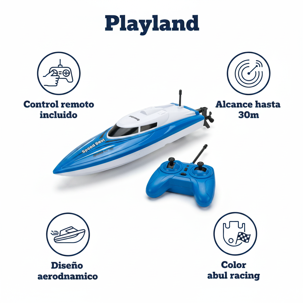 Lancha Teledirigida RC Speedboat Azul - Playland