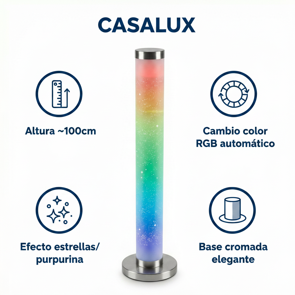 Columna LED RGB Efecto Estrellas Purpurina 100cm - Casalux